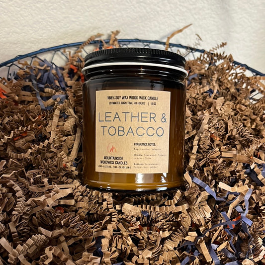 Leather & Tobacco (8 oz.) - Small Wood Wick Candle