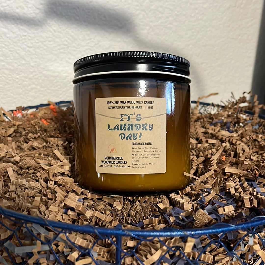 It's Laundry Day! (16 oz.) - Large Wood Wick Candle