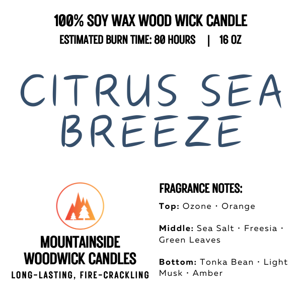 Citrus Sea Breeze (16 oz.) - Large Wood Wick Candle