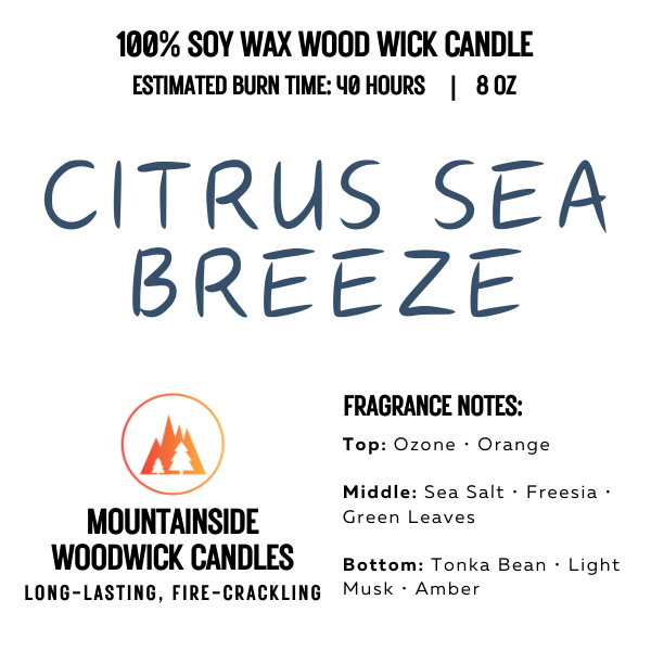 Citrus Sea Breeze (8 oz.) - Small Wood Wick Candle