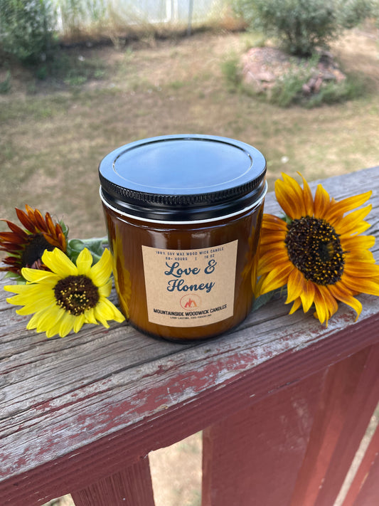 Love & Honey (16 oz.) - Large Wood Wick Candle