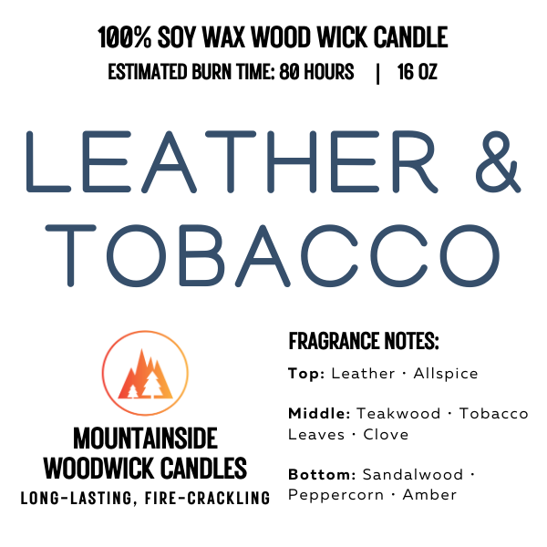 Leather & Tobacco (16 oz.) - Large Wood Wick Candle