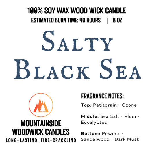 Salty Black Sea (8 oz.) - Small Wood Wick Candle