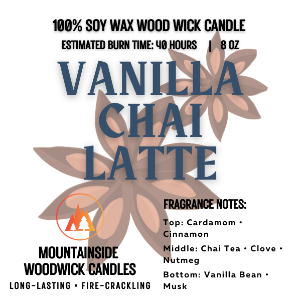 Vanilla Chai Latte (8 oz.) - Small Wood Wick Candle